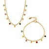 Stained Glass Ball Clavicle Bracelet Titanium Steel 18K Gold Plated