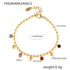 Stained Glass Ball Clavicle Bracelet Titanium Steel 18K Gold Plated