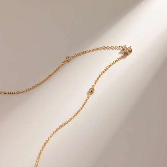 Stainless Steel 18K Gold Plated IG Style Simple Style Shamrock Inlay Rhinestones Necklace