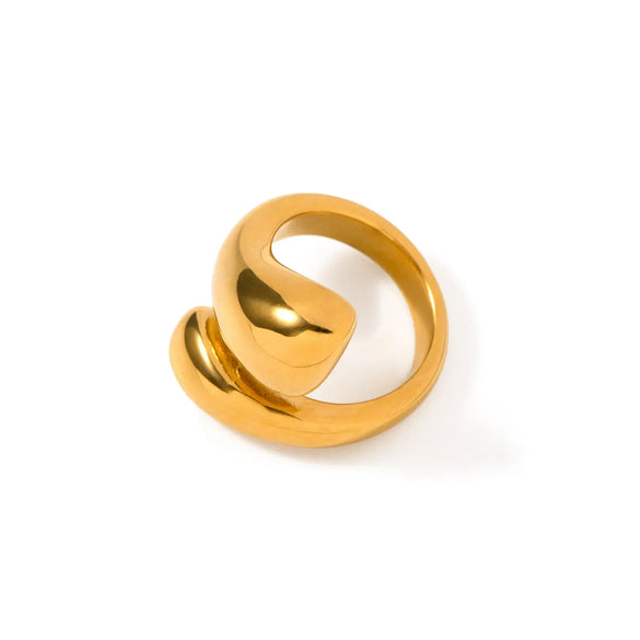 304 Stainless Steel 18K Gold Plated IG Style Water Droplets Open Rings