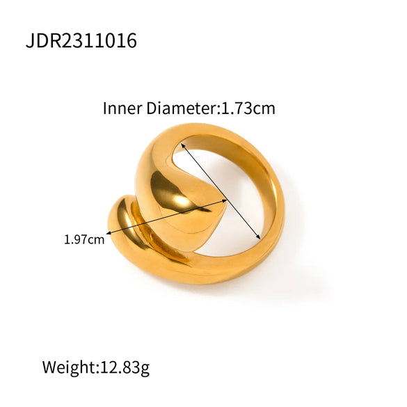 304 Stainless Steel 18K Gold Plated IG Style Water Droplets Open Rings