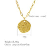 Stainless Steel 18K Gold Plated Vintage Style Hand Of Fatima Plating Pendant Necklace