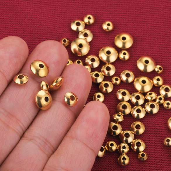 Stainless Steel Abacus Flying Saucer Curved Spacer Positioning Beads Vacuum Goldplated Diy Jewelry Accessories