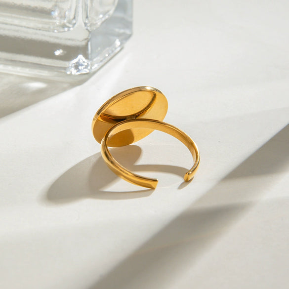 Stainless Steel Acrylic Pearl Adjustable Opening Ring Geometric Style Electroplated For Women
