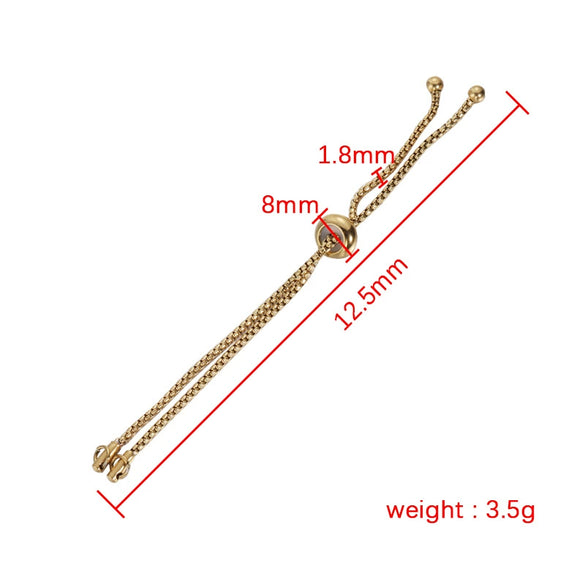 Stainless Steel Adjustable Rubber Bead Box Chain Bolo Diy Bracelet Jewelry Accessories Electroplated