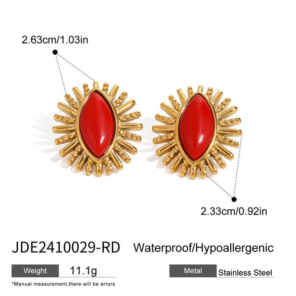 Stainless Steel Agate Earrings Geometric Vintage Style Electroplating