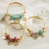 Stainless Steel Alloy Bracelet With Glass Beads Rhinestone Animals Zodiac Decor