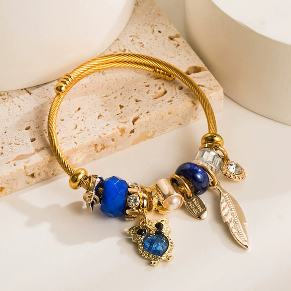 Stainless Steel And Alloy Women Jewelry Elegant Animals Zodiac Pendant Adjustable Bracelet With Electroplating