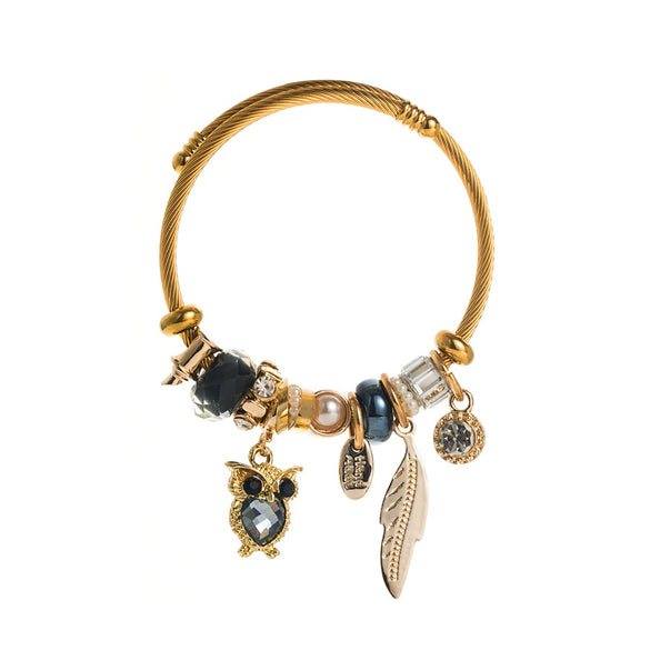 Stainless Steel And Alloy Women Jewelry Elegant Animals Zodiac Pendant Adjustable Bracelet With Electroplating