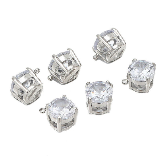 Stainless Steel And Artificial Diamond Round Geometric Pendant Jewelry Accessories