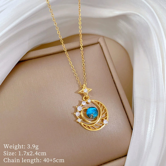 Stainless Steel And Copper Allmatch Clavicle Chain With Star Moon Planet And Animal Zodiac Pattern For Women And Men