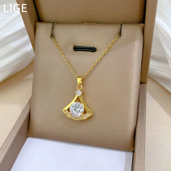 Stainless Steel And Copper Animal Zodiac Cartoon Minimalist Full Diamond Necklace Unisex
