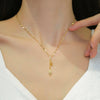 Stainless Steel And Copper Cartoon Natural Geometric Tassel Leaf Zircon Clavicle Necklace