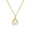 Stainless Steel And Copper Fishtail Pearl Animal Zodiac Cartoon Style Full Diamond Necklace For Women