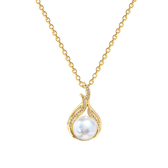 Stainless Steel And Copper Fishtail Pearl Animal Zodiac Cartoon Style Full Diamond Necklace For Women