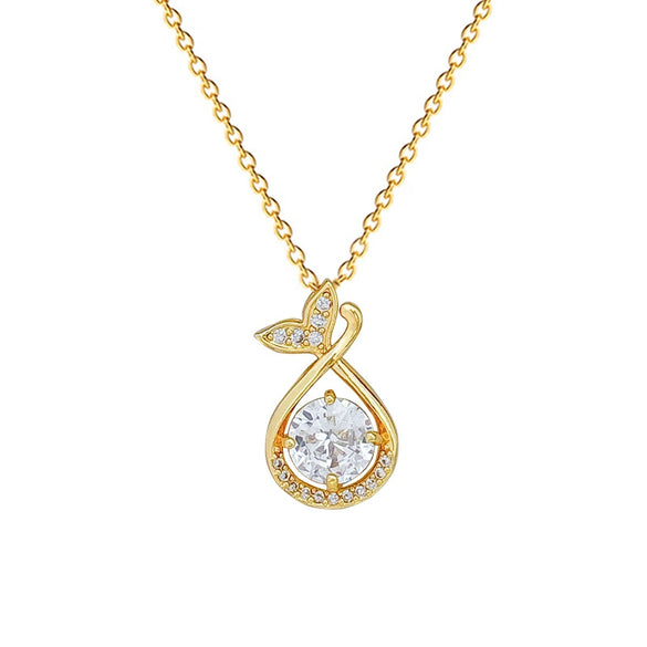 Stainless Steel And Copper Fishtail Water Drops Animal Zodiac Cartoon Style Full Diamond Women's Necklace