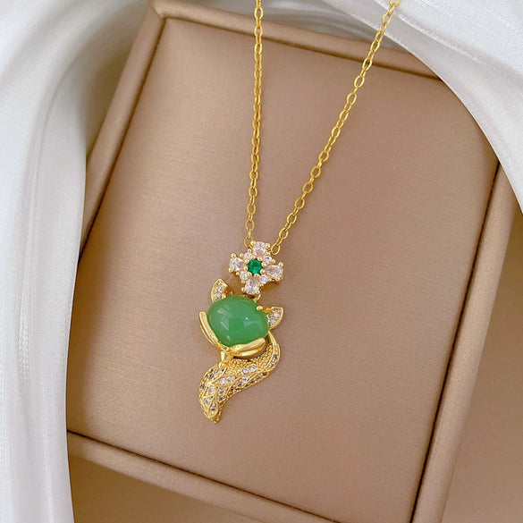 Stainless Steel And Copper Geometric And Cartoon Style Zircon Inlaid Full Diamond Necklace Unisex