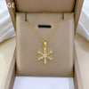 Stainless Steel And Copper Geometric And Snowflakes Patterned Unisex Full Diamond Necklace