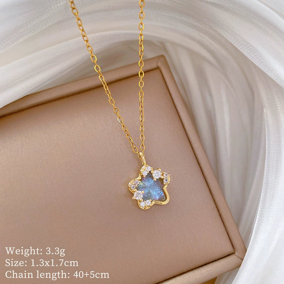 Stainless Steel And Copper Women's Allmatch Clavicle Chain Necklace With Colorful Stars Animal And Zodiac Pattern Cartoon Style