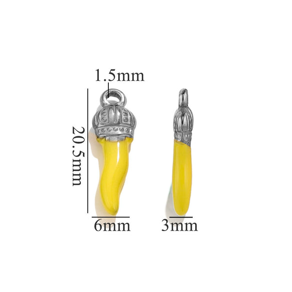 Stainless Steel And Foot Silver Three Dimensional Pepper Pendant Dripping Oil Plated 18K Diy Handmade Earrings And Bag Pendant Material
