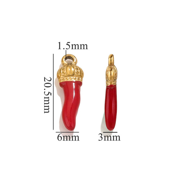 Stainless Steel And Foot Silver Three Dimensional Pepper Pendant Dripping Oil Plated 18K Diy Handmade Earrings And Bag Pendant Material