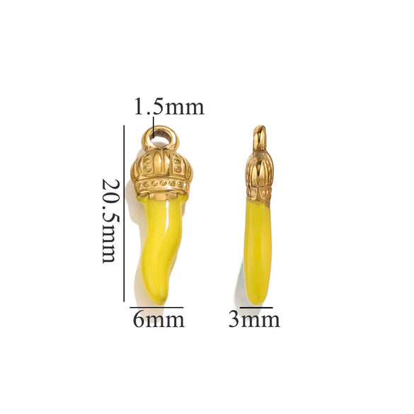 Stainless Steel And Foot Silver Three Dimensional Pepper Pendant Dripping Oil Plated 18K Diy Handmade Earrings And Bag Pendant Material