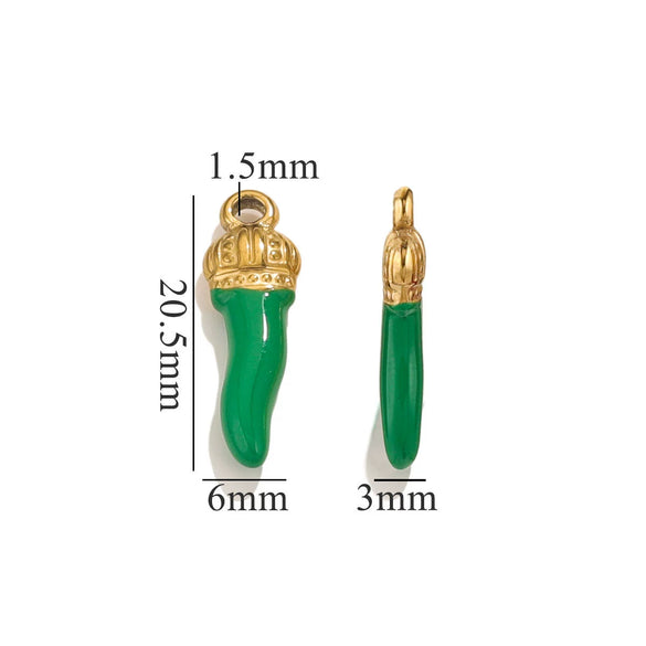 Stainless Steel And Foot Silver Three Dimensional Pepper Pendant Dripping Oil Plated 18K Diy Handmade Earrings And Bag Pendant Material