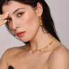 Stainless Steel And Freshwater Pearl Jewelry Set With Double Water Drop Pendant Earrings And Necklace Minimalist Geometric Style Electroplated
