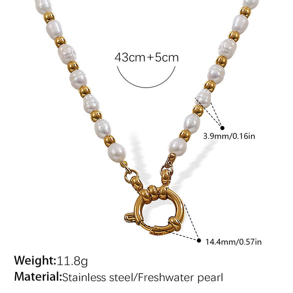 Stainless Steel And Freshwater Pearl Love Pendant Bracelet And Necklace 316L Stainless Steel Electroplating Fashion Style Women's