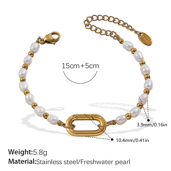 Stainless Steel And Freshwater Pearl Love Pendant Bracelet And Necklace 316L Stainless Steel Electroplating Fashion Style Women's