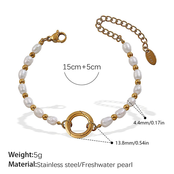 Stainless Steel And Freshwater Pearl Love Pendant Bracelet And Necklace 316L Stainless Steel Electroplating Fashion Style Women's