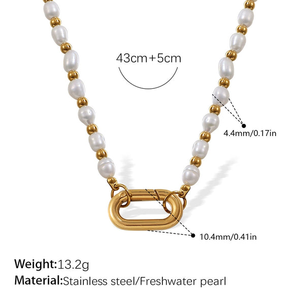 Stainless Steel And Freshwater Pearl Love Pendant Bracelet And Necklace 316L Stainless Steel Electroplating Fashion Style Women's