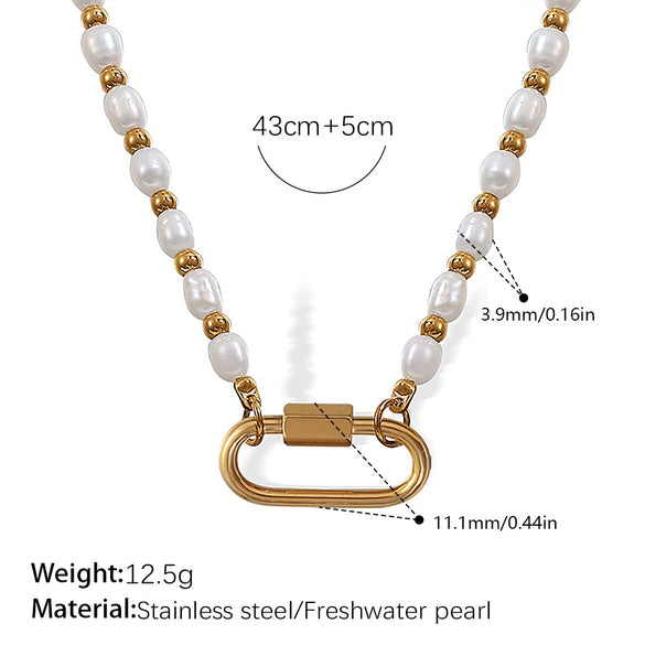 Stainless Steel And Freshwater Pearl Love Pendant Bracelet And Necklace 316L Stainless Steel Electroplating Fashion Style Women's