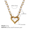 Stainless Steel And Freshwater Pearl Love Pendant Bracelet And Necklace 316L Stainless Steel Electroplating Fashion Style Women's