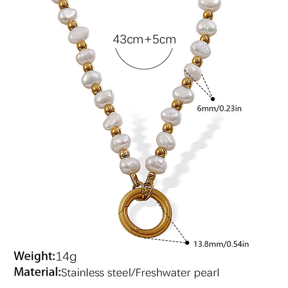 Stainless Steel And Freshwater Pearl Love Pendant Bracelet And Necklace 316L Stainless Steel Electroplating Fashion Style Women's