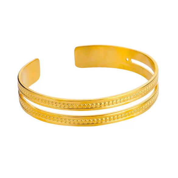Stainless Steel And Gold Casual Open Beating Pattern Asymmetrical Snakeshaped Women's Bracelet With Electroplating