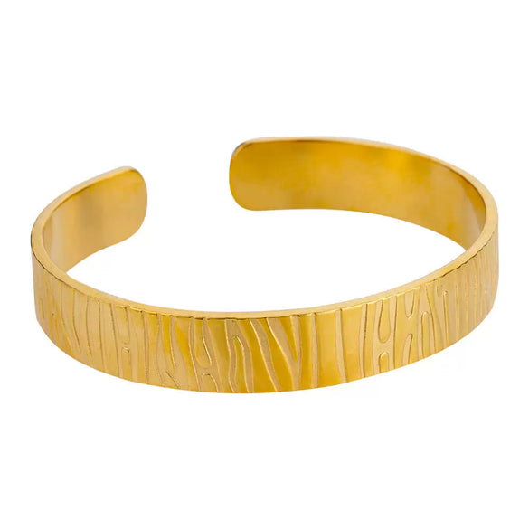 Stainless Steel And Gold Casual Open Beating Pattern Asymmetrical Snakeshaped Women's Bracelet With Electroplating