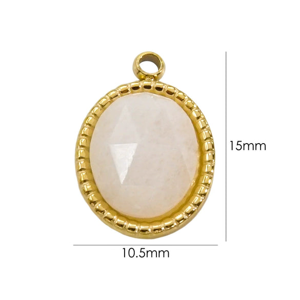Stainless Steel And Natural Stone Oval Pendant Diy Accessories With Vacuum Electroplating Colorpreserving Treatment