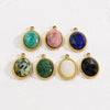 Stainless Steel And Natural Stone Oval Pendant Diy Accessories With Vacuum Electroplating Colorpreserving Treatment