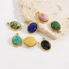 Stainless Steel And Natural Stone Oval Pendant Diy Accessories With Vacuum Electroplating Colorpreserving Treatment