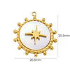 Stainless Steel And Natural Stone Pendant Necklace With Round Shape And Vacuum In Furnace Electroplating
