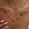 Stainless Steel And Pearl Necklace Titanium Steel Colorfree Light Luxury Cherry Design Clavicle Chain Electroplating