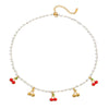 Stainless Steel And Pearl Necklace Titanium Steel Colorfree Light Luxury Cherry Design Clavicle Chain Electroplating