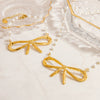 Stainless Steel And Pearl Women's Fashion Clavicle Chain And Bracelet Set With French Bow And Butterfly Design Electroplated