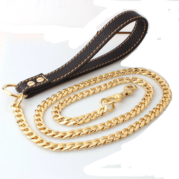 Stainless Steel And Pu Pet Dog Traction Rope For Training And Walking