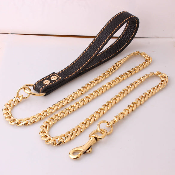 Stainless Steel And Pu Pet Dog Traction Rope For Training And Walking