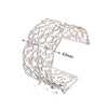 Stainless Steel And Silver Hollow Geometric Women's Bracelet With Hammered Pattern And Electroplating Treatment