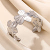 Stainless Steel And Silver Hollow Geometric Women's Bracelet With Hammered Pattern And Electroplating Treatment
