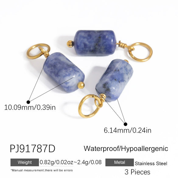 Stainless Steel And Stone Jewelry Accessories Handmade Oval Pattern Electroplated Necklace Bracelet Earrings Pendant