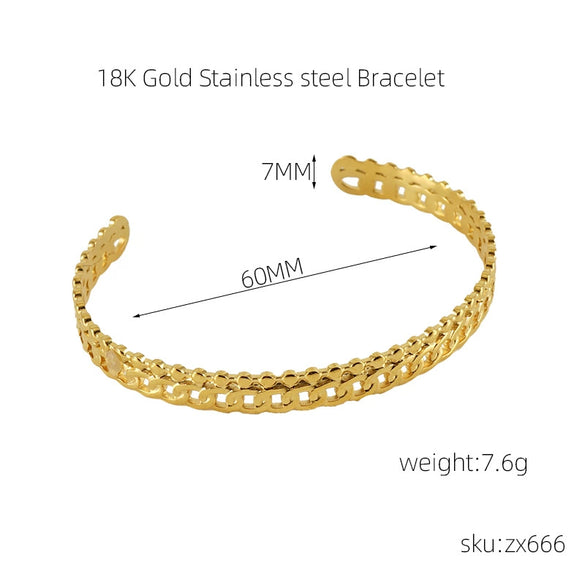 Stainless Steel And Titanium Geometric Retro Bracelet With Electroplating Treatment